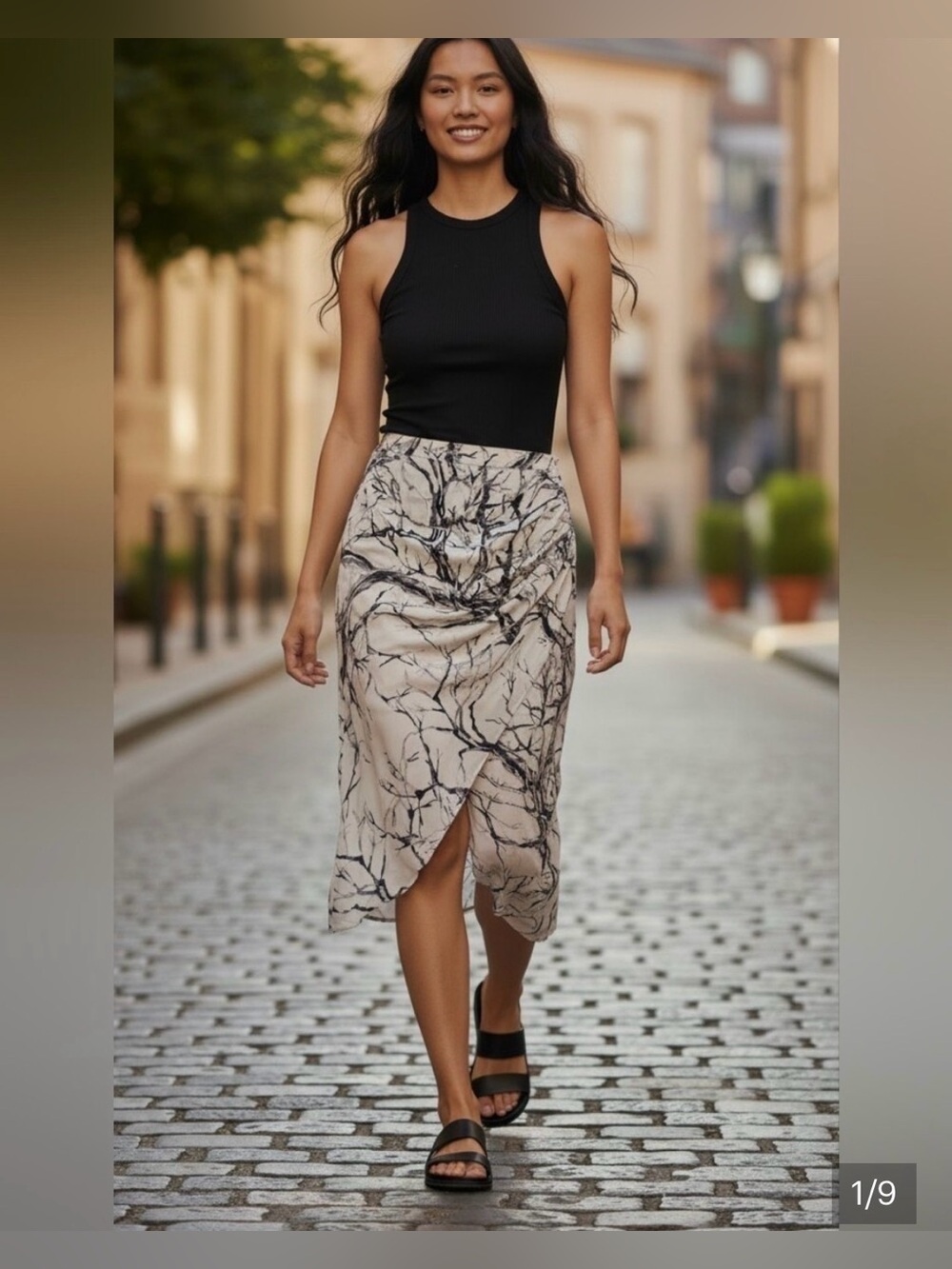 Haute Hippie silk Asymmetrical White & Black Print Wrap Skirt - Picture 7 of 7